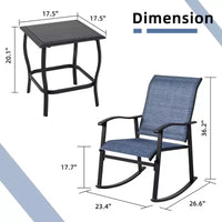 Ensemble Bistro d'extérieur 3 pièces Celebalcony, Chaises à bascule en tissu Textilene, Ensemble de conversation avec table pour jardin, balcon, bord de piscine