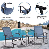 Ensemble Bistro d'extérieur 3 pièces Celebalcony, Chaises à bascule en tissu Textilene, Ensemble de conversation avec table pour jardin, balcon, bord de piscine