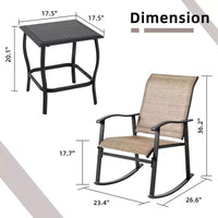 Ensemble Bistro d'extérieur 3 pièces Celebalcony, Chaises à bascule en tissu Textilene, Ensemble de conversation avec table pour jardin, balcon, bord de piscine