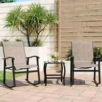 Ensemble Bistro d'extérieur 3 pièces Celebalcony, Chaises à bascule en tissu Textilene, Ensemble de conversation avec table pour jardin, balcon, bord de piscine