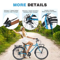Okak Vélo de croisière vintage 26 pouces avec béquille métallique, vélo de ville pour adulte avec cadre métallique et protège-chaîne, vélo pour les trajets quotidiens, les voyages