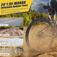 Vélo de montagne Okak 29 pouces à vitesse unique, vélo adulte avec cadre en acier et suspension avant, vélo pour hommes pour les trajets quotidiens, les voyages, la montagne