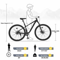 Vélo de montagne Okak 29 pouces à vitesse unique, vélo adulte avec cadre en acier et suspension avant, vélo pour hommes pour les trajets quotidiens, les voyages, la montagne