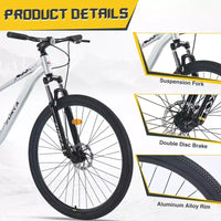 Vélo de montagne Okak 29 pouces à vitesse unique, vélo adulte avec cadre en acier et suspension avant, vélo pour hommes pour les trajets quotidiens, les voyages, la montagne