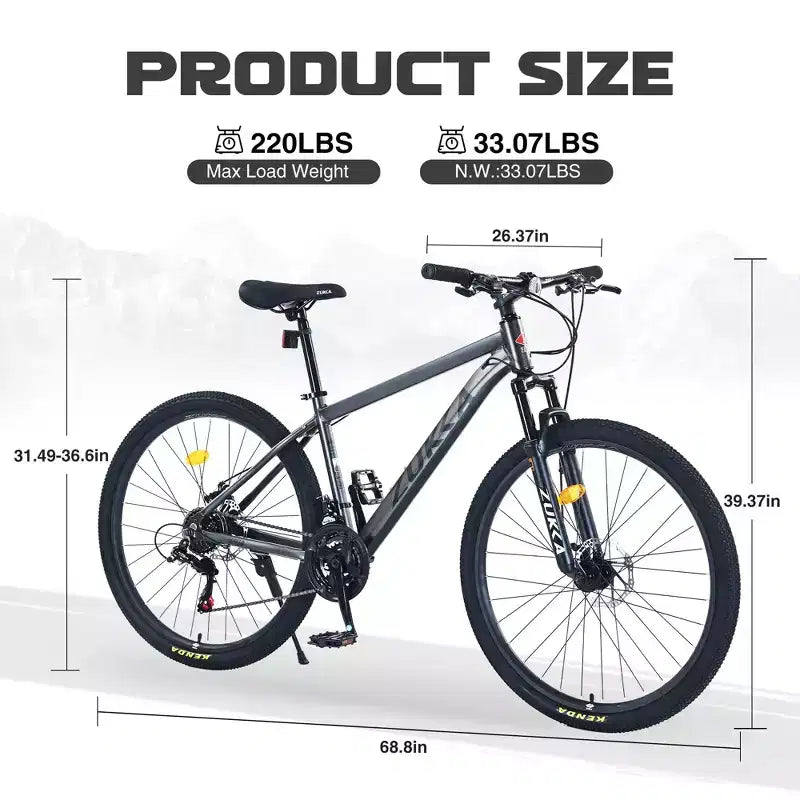 VTT Okak 27,5 pouces avec cadre en alliage d'aluminium, vélo tout-terrain pour enfants avec 21 vitesses et suspension avant, vélo pour enfants et adultes