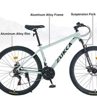 VTT Okak 27,5 pouces avec cadre en alliage d'aluminium, vélo tout-terrain pour enfants avec 21 vitesses et suspension avant, vélo pour enfants et adultes