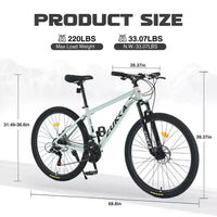 VTT Okak 27,5 pouces avec cadre en alliage d'aluminium, vélo tout-terrain pour enfants avec 21 vitesses et suspension avant, vélo pour enfants et adultes