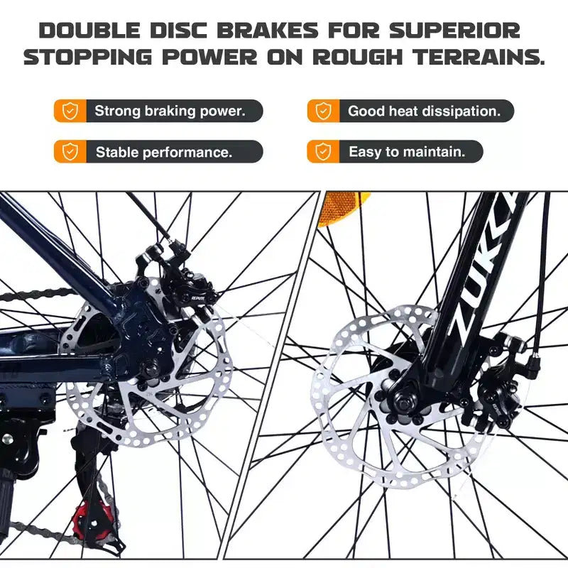VTT Okak 27,5 pouces avec cadre en alliage d'aluminium, vélo tout-terrain pour enfants avec 21 vitesses et suspension avant, vélo pour enfants et adultes