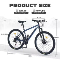 VTT Okak 27,5 pouces avec cadre en alliage d'aluminium, vélo tout-terrain pour enfants avec 21 vitesses et suspension avant, vélo pour enfants et adultes