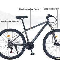 VTT Okak 27,5 pouces avec cadre en alliage d'aluminium, vélo tout-terrain pour enfants avec 21 vitesses et suspension avant, vélo pour enfants et adultes