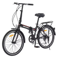 Vélo pliant Okak 24 pouces avec 7 vitesses et cadre en acier, vélos de croisière avec porte-bagages arrière et garde-boue, vélo adulte pour les voyages et les trajets quotidiens