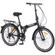 Vélo pliant Okak 24 pouces avec 7 vitesses et cadre en acier, vélos de croisière avec porte-bagages arrière et garde-boue, vélo adulte pour les voyages et les trajets quotidiens
