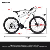 VTT Okak 27 pouces avec fourche suspendue et cadre en aluminium, VTT tout-terrain 21 vitesses avec frein à disque, vélo pour adultes hommes et femmes