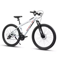 Okak 27IN Mountain Bike with Suspension Fork and Aluminum Frame, 21-Speed Dirt Bike with Disc Brake, Adult Bike for Men and Women