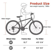 VTT Okak 24 pouces avec cadre en acier au carbone, vélo pour enfants à 21 vitesses avec double frein en V et selle ergonomique, vélo pour les trajets quotidiens et les voyages