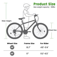 VTT Okak 24 pouces avec cadre en acier au carbone, vélo pour enfants à 21 vitesses avec double frein en V et selle ergonomique, vélo pour les trajets quotidiens et les voyages