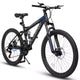 VTT Okak 24 pouces en acier au carbone avec suspension intégrale, vélo homme avec leviers de vitesses 21 vitesses et freins à disque, vélo pour enfants et adultes