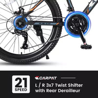 Vélo VTT Okak 24 pouces avec cadre en acier, vélo enfant avec 21 vitesses Shimano, freins à disque double et suspension avant, bicyclette pour adolescents