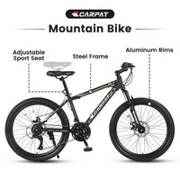 Vélo VTT Okak 24 pouces avec cadre en acier, vélo enfant avec 21 vitesses Shimano, freins à disque double et suspension avant, bicyclette pour adolescents