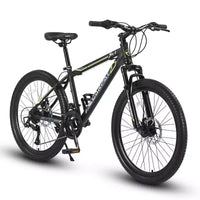 Vélo VTT Okak 24 pouces avec cadre en acier, vélo enfant avec 21 vitesses Shimano, freins à disque double et suspension avant, bicyclette pour adolescents