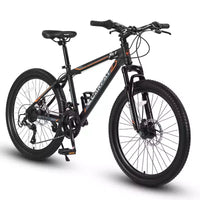Vélo VTT Okak 24 pouces avec cadre en acier, vélo enfant avec 21 vitesses Shimano, freins à disque double et suspension avant, bicyclette pour adolescents