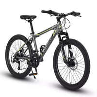 Okak 24IN Mountain Bike with Steel Frame, Kids Bike with Shimano 21 Speed, Daul Disc Brakes and Front Suspension, Bicycle for Teens