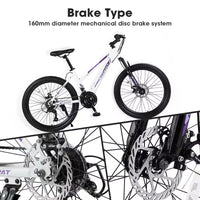 VTT Okak 24/26 pouces avec 21 vitesses et double freins à disque, vélo pour enfants avec suspension avant de 100 mm, Dirt Bike pour adolescents et femmes