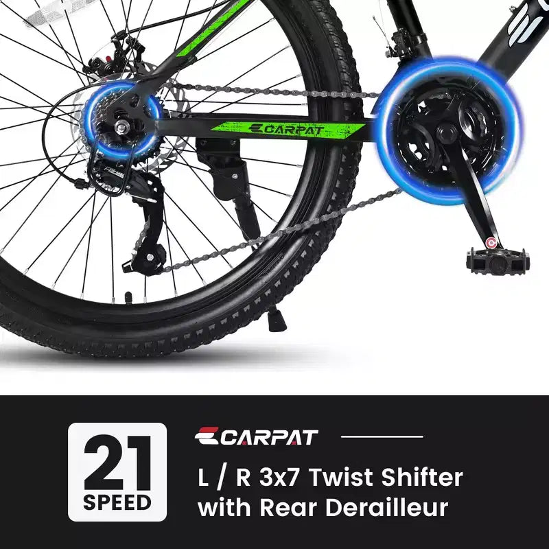 Vélo tout terrain Okak 26 pouces, 21 vitesses et freins à disque, vélo de cross pour enfants avec cadre en acier à haute teneur en carbone, vélo pour hommes adultes et adolescents