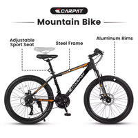 Vélo tout terrain Okak 26 pouces, 21 vitesses et freins à disque, vélo de cross pour enfants avec cadre en acier à haute teneur en carbone, vélo pour hommes adultes et adolescents