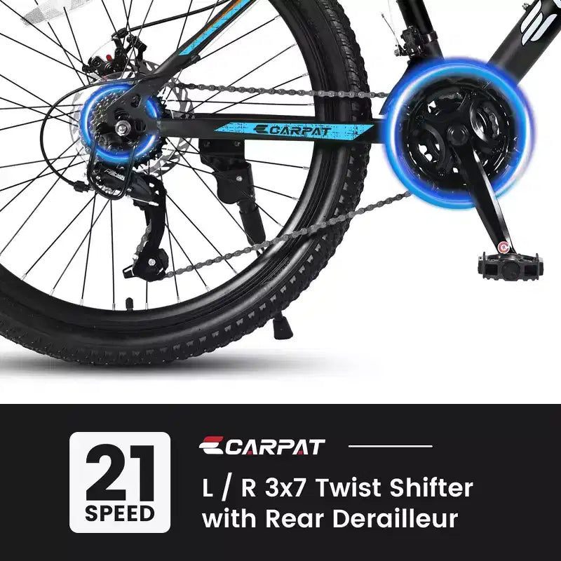 Vélo tout terrain Okak 26 pouces, 21 vitesses et freins à disque, vélo de cross pour enfants avec cadre en acier à haute teneur en carbone, vélo pour hommes adultes et adolescents