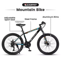 Vélo tout terrain Okak 26 pouces, 21 vitesses et freins à disque, vélo de cross pour enfants avec cadre en acier à haute teneur en carbone, vélo pour hommes adultes et adolescents