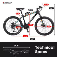 Vélo tout terrain Okak 26 pouces, 21 vitesses et freins à disque, vélo de cross pour enfants avec cadre en acier à haute teneur en carbone, vélo pour hommes adultes et adolescents