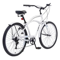 Vélo de plage Okak 26 pouces avec système 7 vitesses, vélo homme avec freins en V avant et arrière, vélo à cadre métallique pour adolescents et adultes