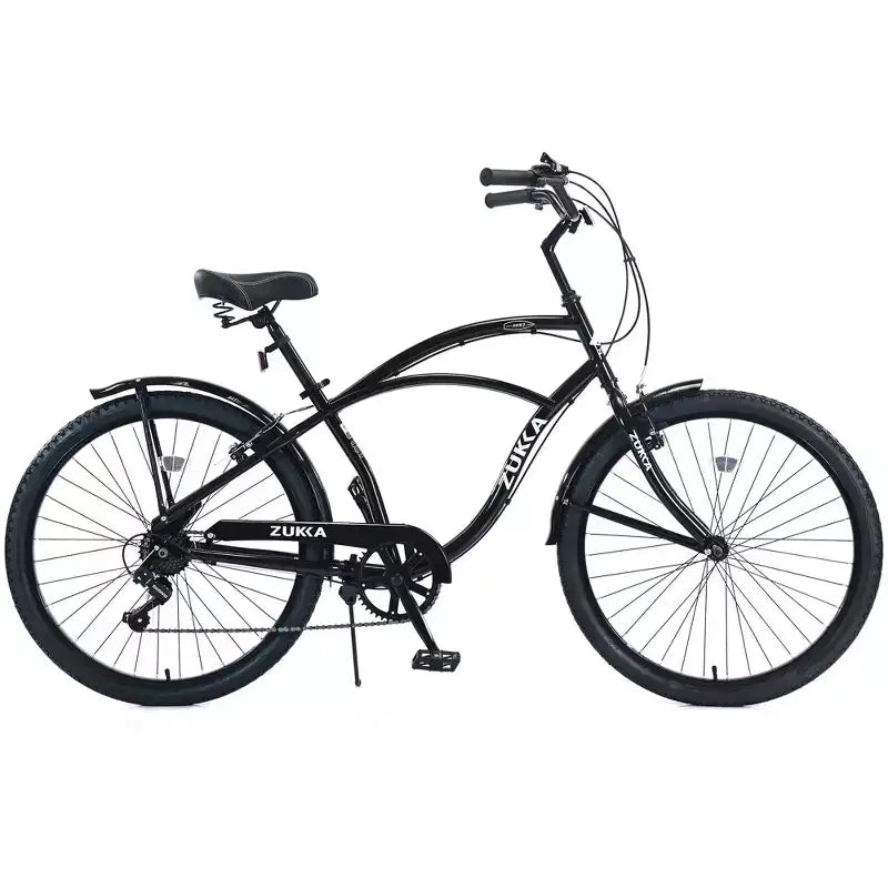 Vélo de plage Okak 26 pouces avec système 7 vitesses, vélo homme avec freins en V avant et arrière, vélo à cadre métallique pour adolescents et adultes