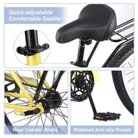 Vélos de croisière Okak 26 pouces à vitesse unique avec cadre en acier, vélo pour adultes avec roues larges et freins à rétropédalage arrière, vélo pour hommes et femmes