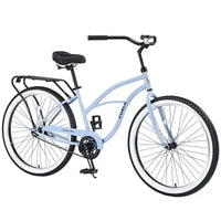 Vélos de croisière Okak 26 pouces à vitesse unique avec cadre en acier, vélo pour adultes avec roues larges et freins à rétropédalage arrière, vélo pour hommes et femmes