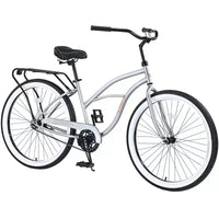 Vélos de croisière Okak 26 pouces à vitesse unique avec cadre en acier, vélo pour adultes avec roues larges et freins à rétropédalage arrière, vélo pour hommes et femmes