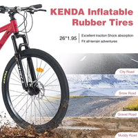 Vélo adulte Okak 26 pouces, 24 vitesses, fourche suspendue, VTT avec pneus KENDA et freins à disque, VTT à pneus larges pour hommes et femmes