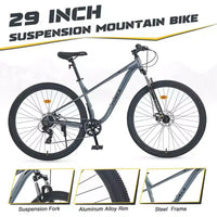 VTT Okak 29 pouces avec système 8 vitesses, Dirt Bike avec cadre en acier et suspension avant, vélo pour adultes hommes, femmes, garçons et filles