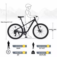 VTT Okak 29 pouces avec système 8 vitesses, Dirt Bike avec cadre en acier et suspension avant, vélo pour adultes hommes, femmes, garçons et filles