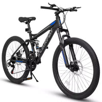 VTT Okak 26 pouces avec freins à disque, vélo adulte 21 vitesses avec cadre durable et double amortissement arrière, vélo pour le cyclisme sur route en ville