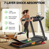 Tapis de course à domicile avec inclinaison de 16 % et barre de maintien, tapis roulant pliable silencieux de 3,0 CV avec écran LED grande capacité