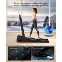 Tapis de course à domicile avec inclinaison de 16 % et barre de maintien, tapis roulant pliable silencieux de 3,0 CV avec écran LED grande capacité