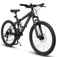 Okak 27.5IN Mountain Bike with Front and Rear Dual Shock Absorbers, 21-Speed Dirt Bike with Mechanical Disc Brake, Adult Bike for Men and Women