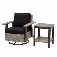 EAGLE PEAK Ensemble bistro de terrasse classique 2 pièces avec fauteuil à bascule pivotant et table d'appoint, meuble d'extérieur en osier pivotant à 360°