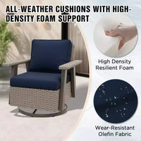EAGLE PEAK Ensemble bistro de terrasse classique 2 pièces avec fauteuil à bascule pivotant et table d'appoint, meuble d'extérieur en osier pivotant à 360°