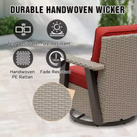 EAGLE PEAK Ensemble bistro de terrasse classique 2 pièces avec fauteuil à bascule pivotant et table d'appoint, meuble d'extérieur en osier pivotant à 360°