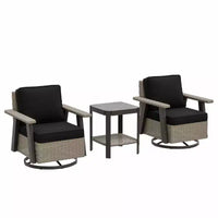 EAGLE PEAK Classic Ensemble bistro de terrasse en résine tressée, lot de 3, mobilier d'extérieur avec chaise à bascule pivotante 360 et table d'appoint