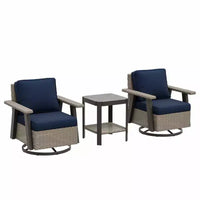 EAGLE PEAK Classic Ensemble bistro de terrasse en résine tressée, lot de 3, mobilier d'extérieur avec chaise à bascule pivotante 360 et table d'appoint