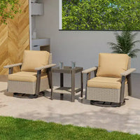 EAGLE PEAK Classic Ensemble bistro de terrasse en résine tressée, lot de 3, mobilier d'extérieur avec chaise à bascule pivotante 360 et table d'appoint